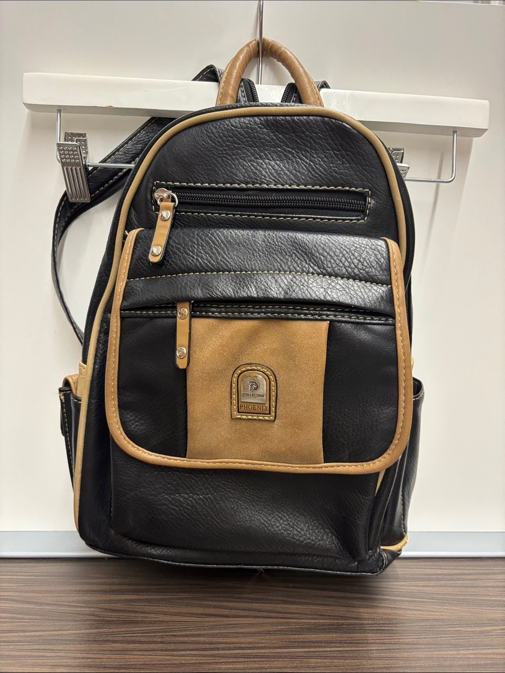 Phoenix Black & Tan Two-Tone Leather Backpack